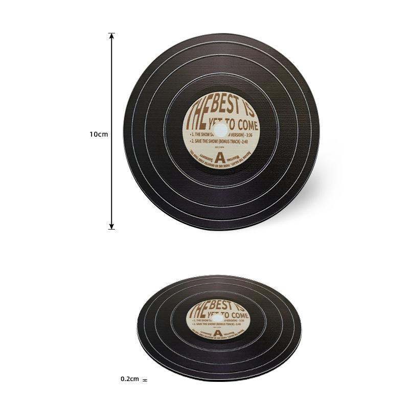 Stainless Steel Placemat Coaster Retro CD Vinyl Record Model Thermal Insulation Non-slip Tray Pad Coffee Cup Pad