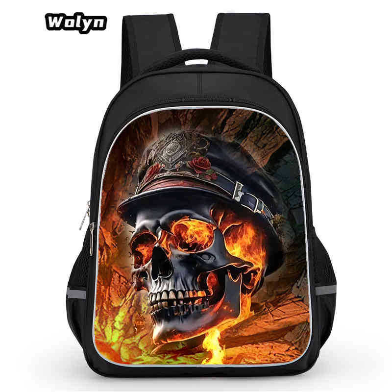 Skull Series Peripheral Animation Printing Backpack Student Bag Support