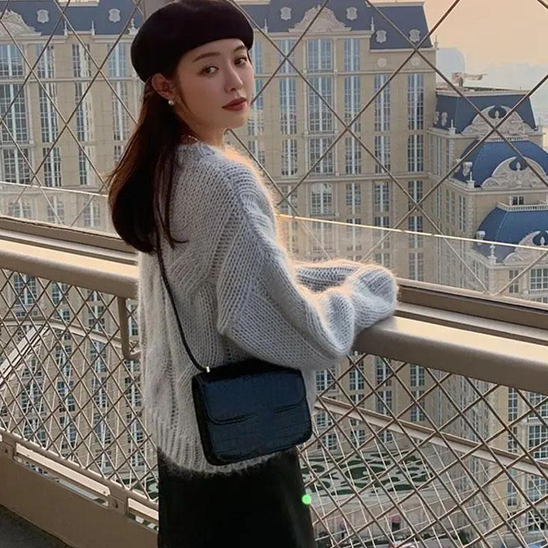 Lazy Style Twist Sweater for Women Autumn Winter Thick Warm Loose Knitted Pullover Vintage Streetwear Knit Jumper Tops