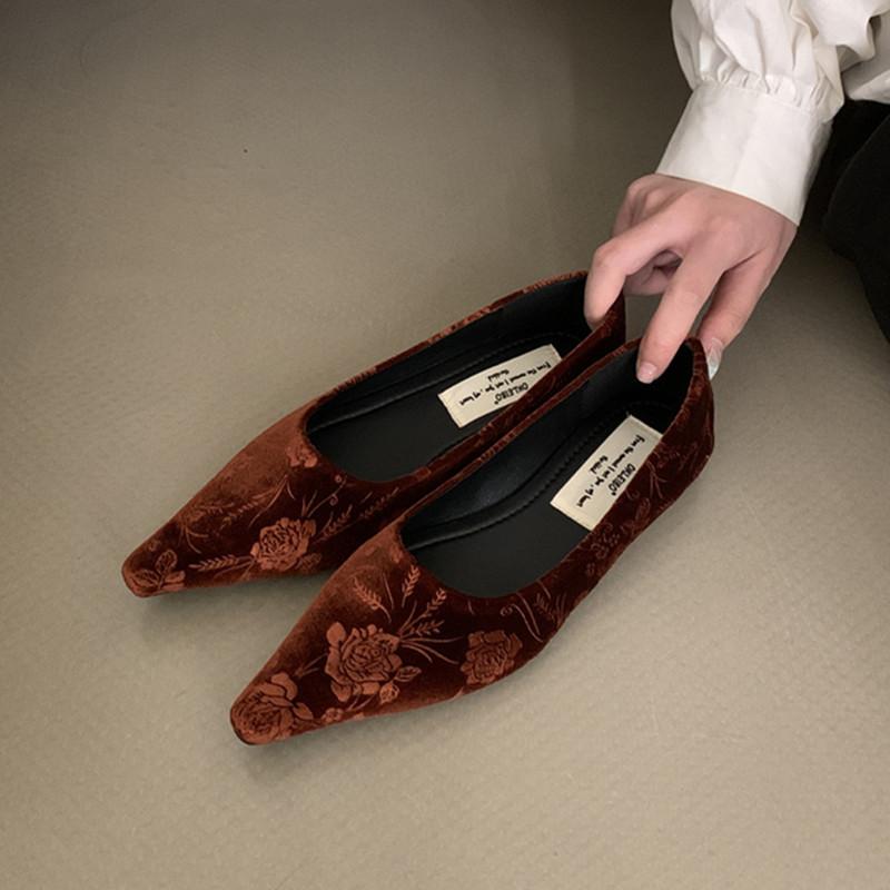 

Bailamos Brand Женские Балетки Модные Остроносые Мелкие Слипоны Обувь Мягкий Плоский Каблук Платье Балетки Женские 39 красный