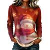 Women's Stylish Casual Christmas Print Long Sleeve Neck Top for Winter Holiday