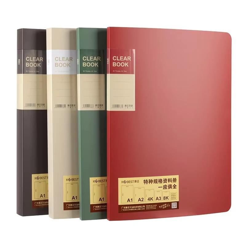 File Folder  A3  20/30/40/60 Pocket Picture Album Document Bag  8k Folder Art Work Collection Organizer Office Student Supplies