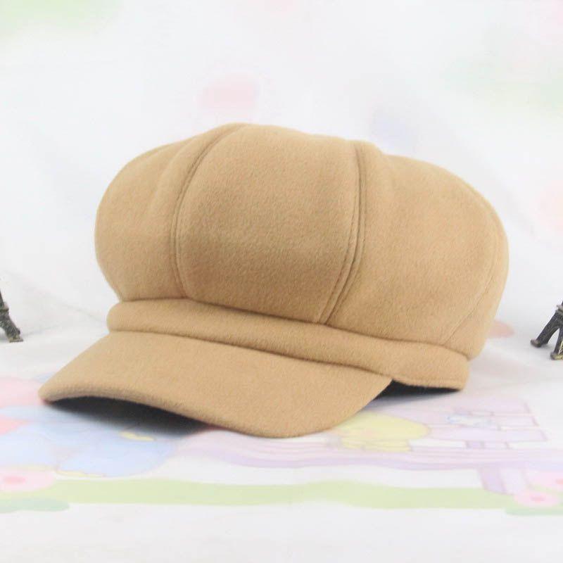 Chic And Stylish Women Vintage Solid Wool Gatsby Newsboy Octagonal Hat Cabbie Driver Cap