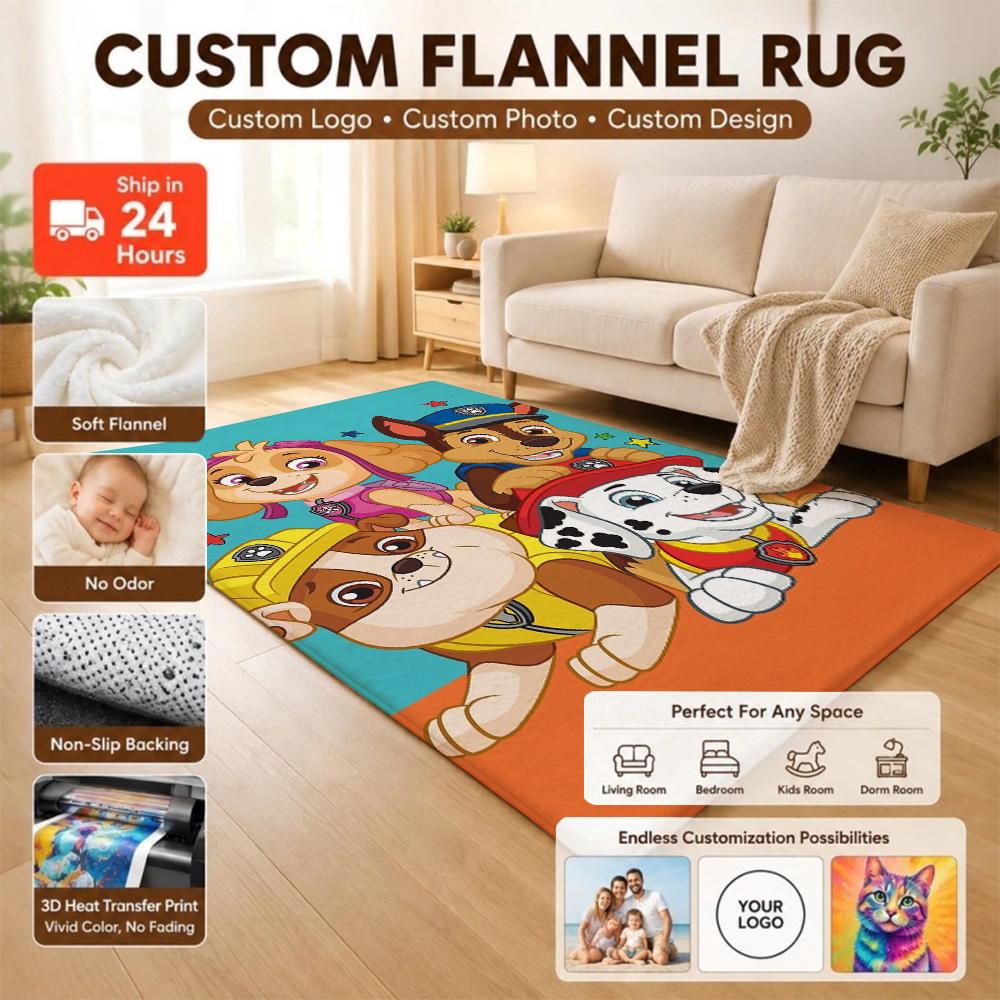 Happy Paw Patrol Pups Theme Rug Thick Nonslip Carpet For Hallway Balcony Study Home Decor Christmas Gift