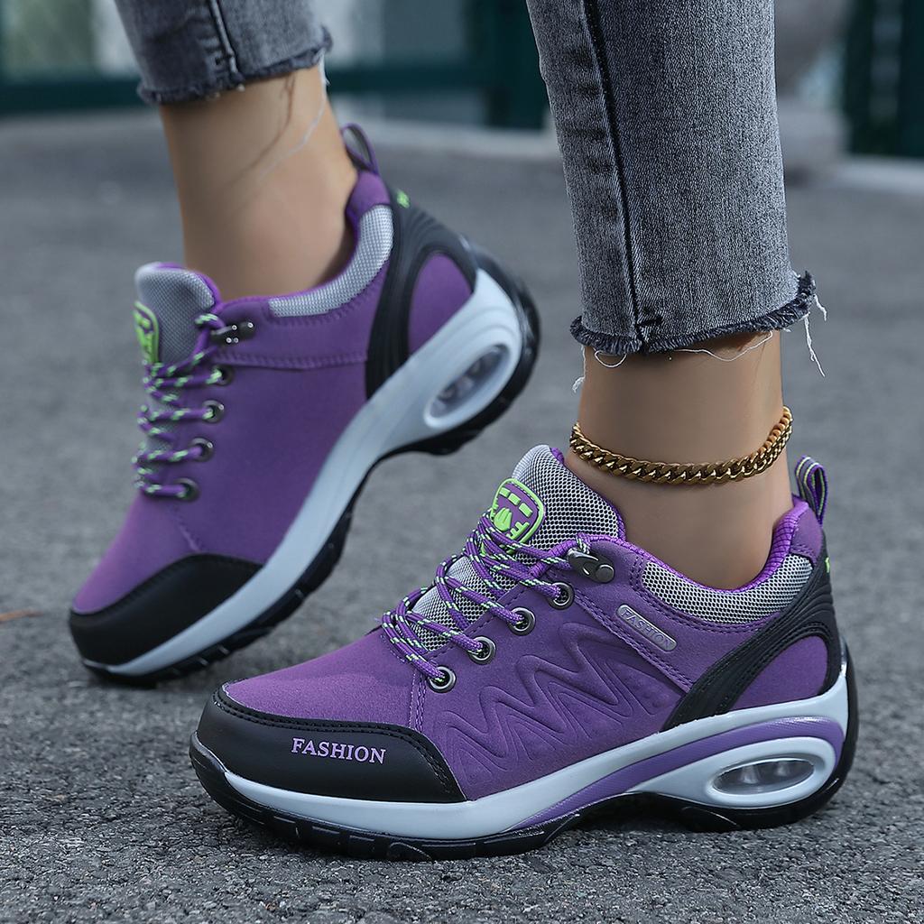 Spring and autumn outdoor hiking shoes women's thick-soled air cushion heightening rocking shoes non-slip soft-soled leisure travel women's shoes