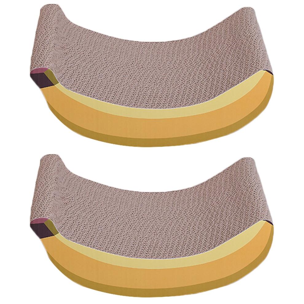 2Pcs Cat Scratching Toy Yellow Creative Banana Design Scratch Board