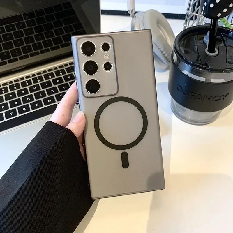 Matte Translucent Frosted For Magnetic Magsafe Case For Samsung Galaxy S23 S24 Plus S24 Ultra Wireless Charging Ultra Thin Cover