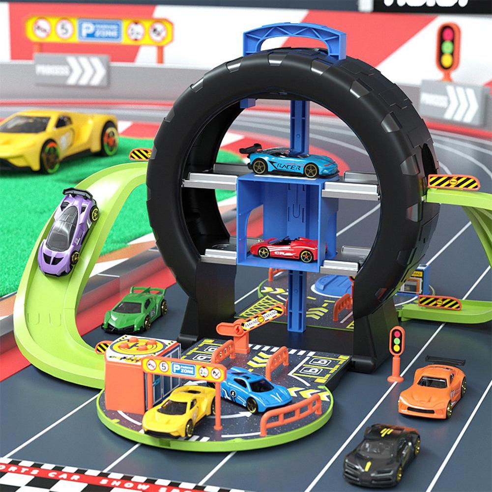 Kids Car Track Toy Tire Parking Lot Toy Parking Garage Toy Playset Birthday Gifts For Boys Girls Aged 3-6