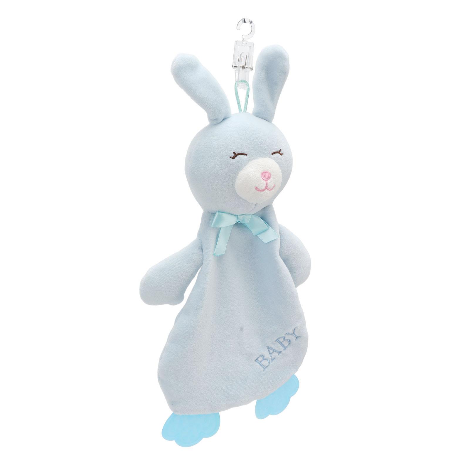 

Baby Security Blanket Cute Soft Bright Colors Multifunctional Infant Comfort Towel for Baby Over 3 Months Blue Rabbit