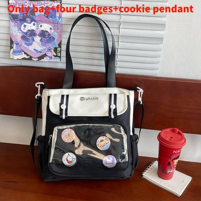 

Милая сумка-тоут для студентов с прозрачным слоем и дизайном с принтом букв для подростков чёрный