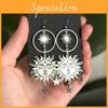 Bohemian Silver Pendant Long Earrings Copper Geometric Sun Design For Women