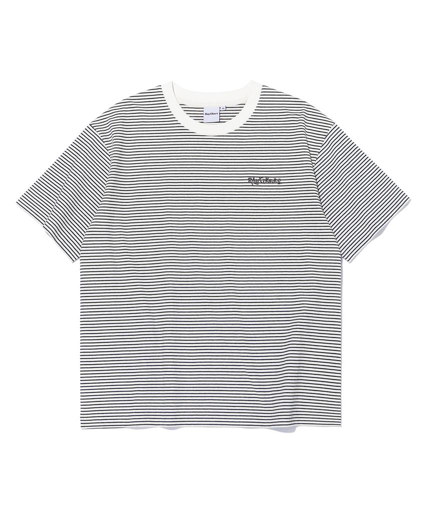 RAYFIKERS Striped Small Embroidered Crop Short Sleeve Mq2Tu277_Ivory