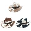 Cow Print Trim Western Hat For Adult Soft Multi Color Photo Props Party Daily Wear Multi Color