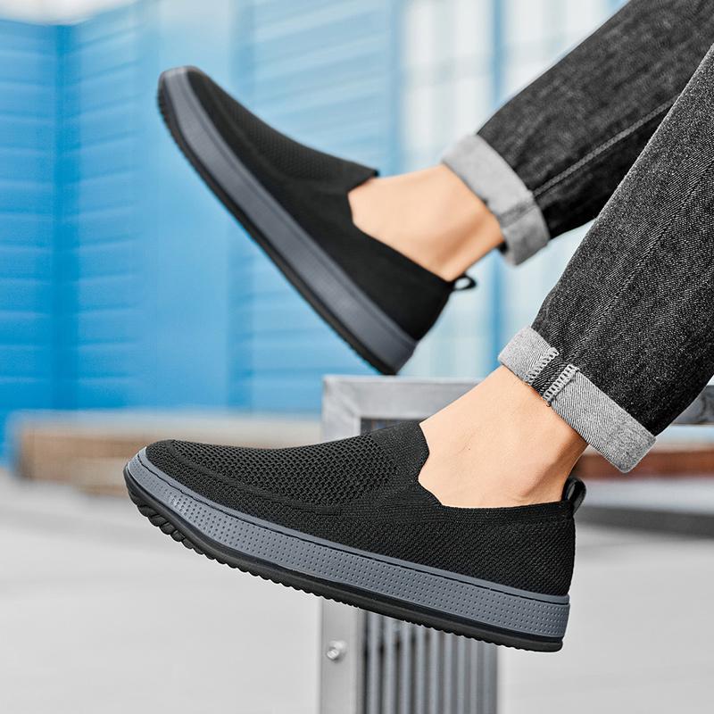 Fashion Men Mesh Breathable Casual Shoes Lightweight Outdoor Sports Shoes Summer Slip on Shoes Men Soft Comfortable Leisure Walk Dress