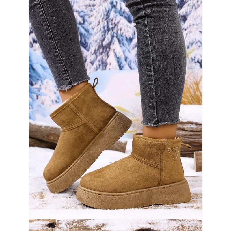 Women's Winter New Platform Snow Boots Fleece Lined Thickened Bread - Style Cotton Boots