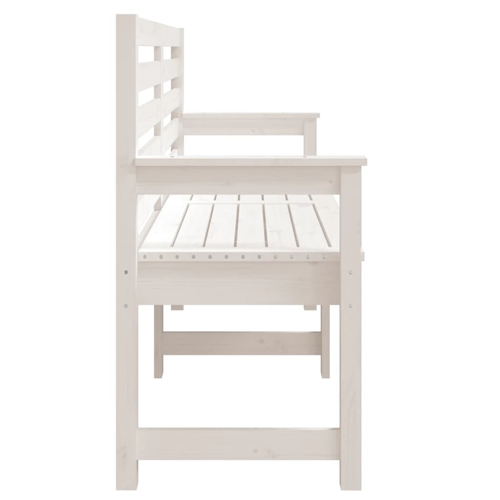 Garden Bench White 159.5 x 48 x 91.5 cm Solid Pine Wood