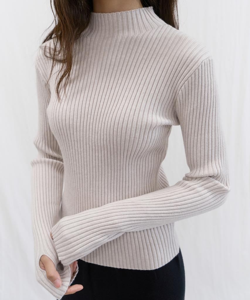 Julliapepe Half-Neck Knit Pullover (Beige)