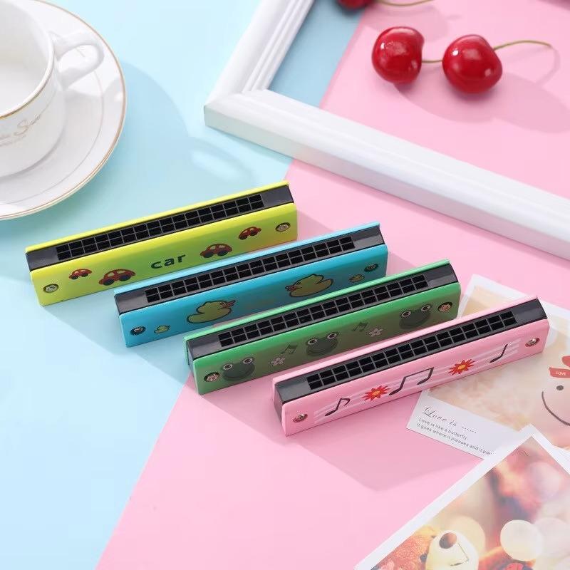 Wooden Harmonica Random 1/3/5 PCS Cute Cartoon Style Colorful Painted 16-Hole Harmonica Musical Instrument Gifts Boys Girls ZYF