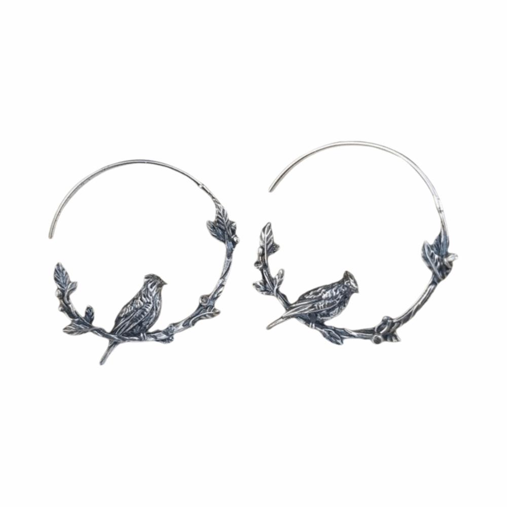 

New Green Color Vintage Beetles Earrings Round Shape Classic Insect Animal Earrings Trendy Silver Color Bird Leaf Earrings Women срібний