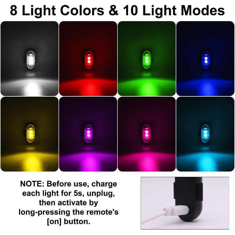 Car Motorcycle Bike Aircraft Warning Anti-collision Flashing Lamp 8 Colors USB Rechargeable Wireless Remote LED Strobe Light