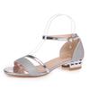 2022 Korean Patent Leather Low Chunky Heel Open Toe Closed Heel Strap Women's Sandals
