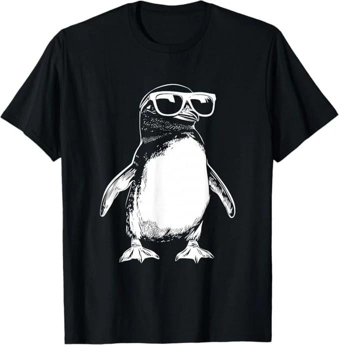Funny Penguin Sunglasses Graphic T-Shirt M