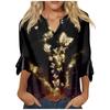 3/4 Sleeve Shirts For Women Pattern Print Graphic Tees Blouses Casual Plus Size Basic Tops Pullover