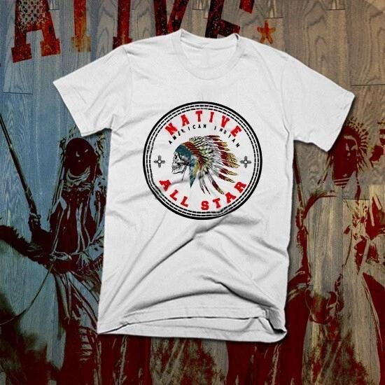 Native American Indian T-Shirt Indigenous Warrior Headdress, Skull new tee L