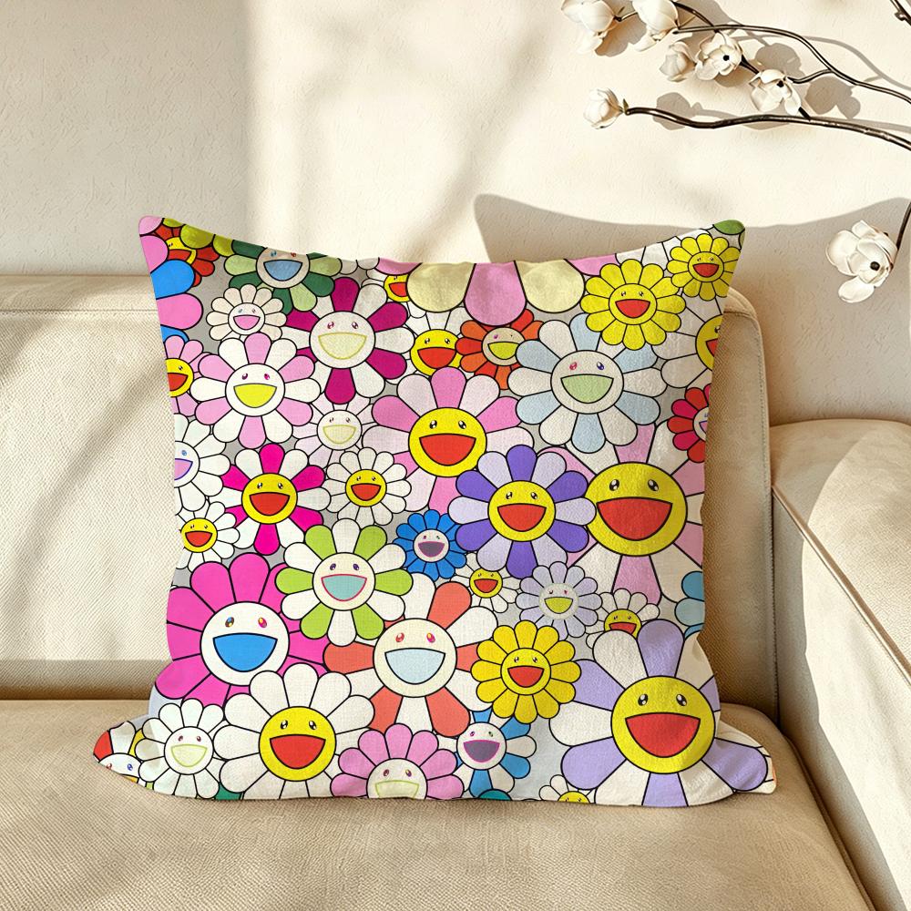 Artist MMurakami TTakashi Cushion Cover Pillow Case Antidustmite Pillowcase Silky Short Plush Sofa Cushion Cover Hot