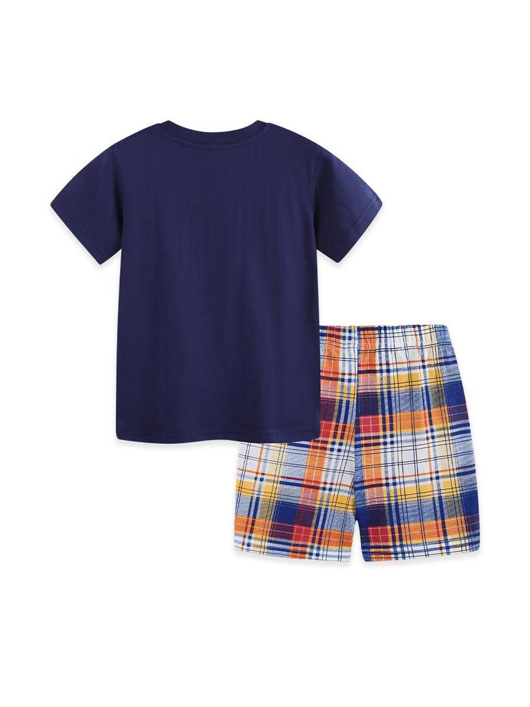 European Style Boys' Construction Vehicle Print Shorts Set - New Summer Arrival Two-Piece Set