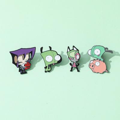European and American Cartoon Characters Alien Invaders ZIM Alloy Brooch Green Alien Metal Badge Pin
