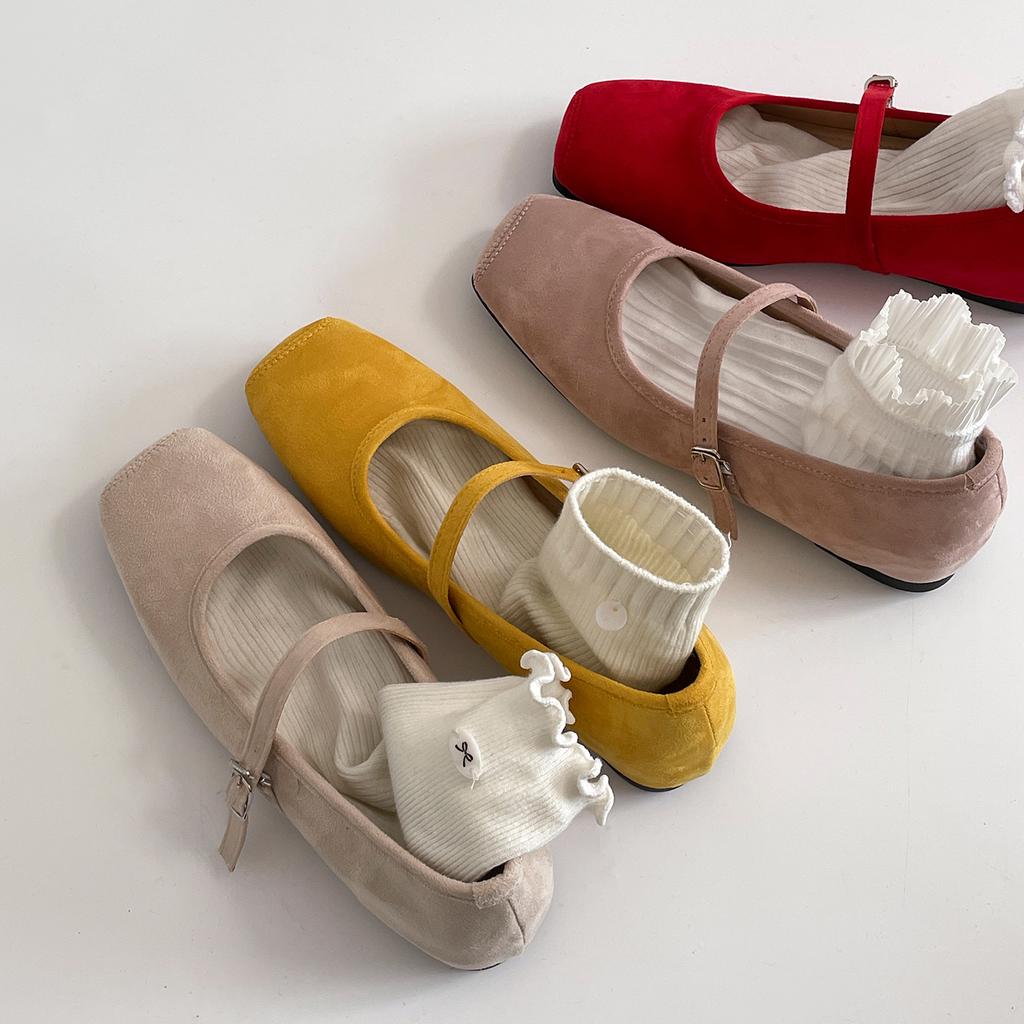 Red retro square head inner height increase shallow mouth flat-soled single shoes women's summer 2025 new skirt soft-soled Mary Jane shoes