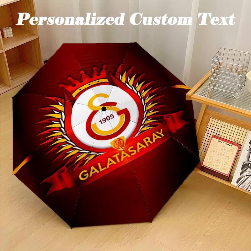 8‑Rib Automatic Umbrella, Galatasaray Design Foldable Umbrella for Sun Rain Protection Travel