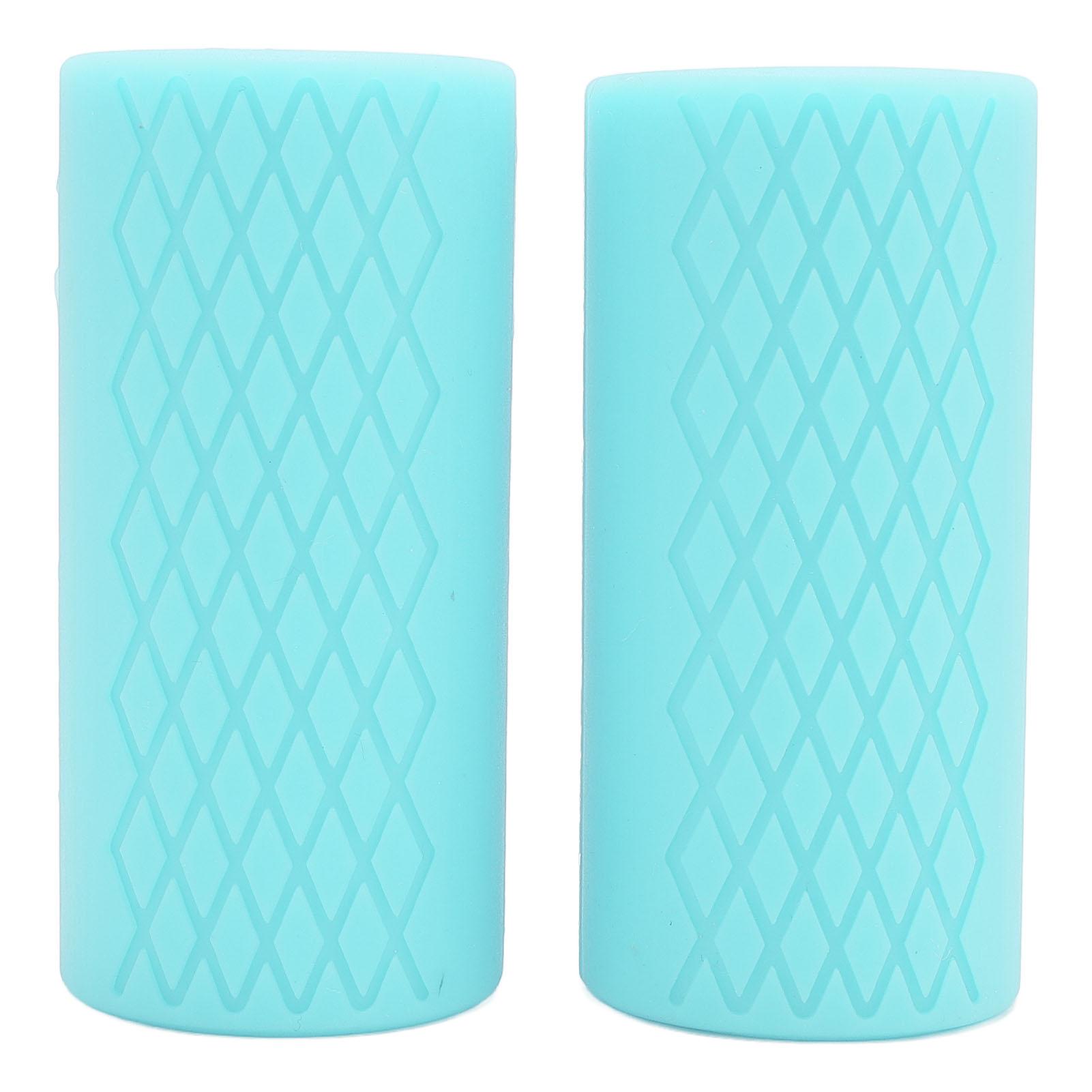 

1 Pair Dumbbell Grip Anti Slip Texture Silicone Barbell Grip for Workout Fitness Accessory Lake Green