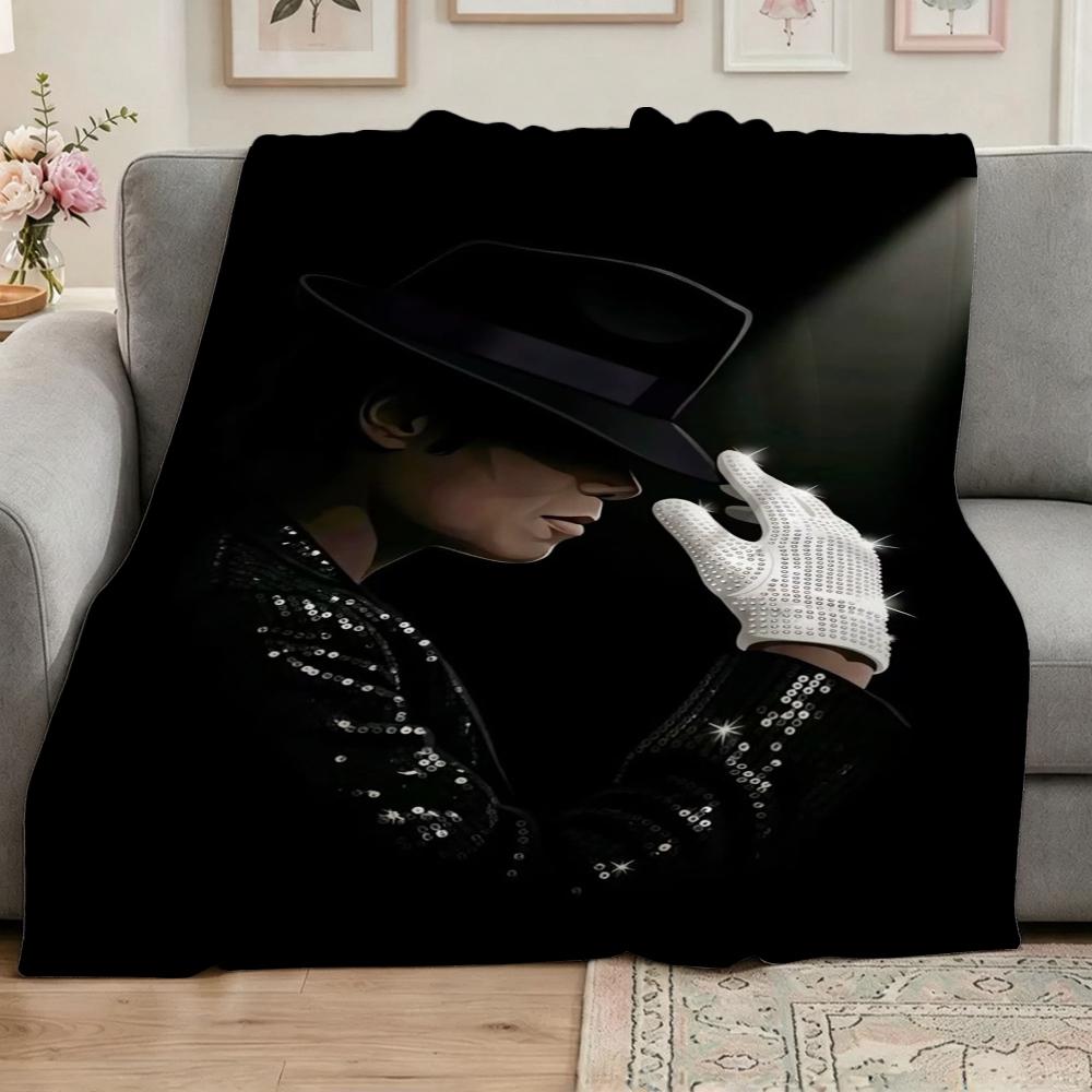 Michael Jackson Pop Theme Printed Blanket Warm Comfortable Fleece Blanket For Camping Travel Home Decor Holiday Gift