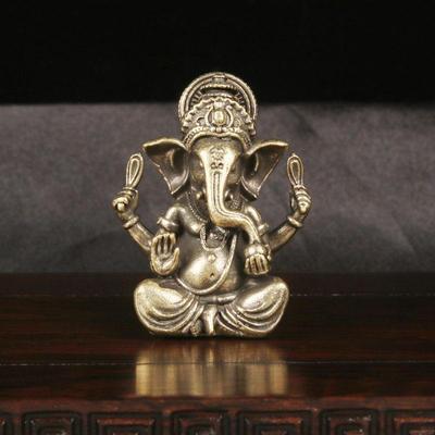 Vintage Brass Thai Elephant God Desktop Ornament Elephant Trunk God Of Wealth Bronze Carving Crafts Collection Home Decoration