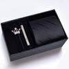 Gift Box Men'S Tie Four-Piece Set, Can Add Formal Business 8Cm Striped Black Wedding Groom