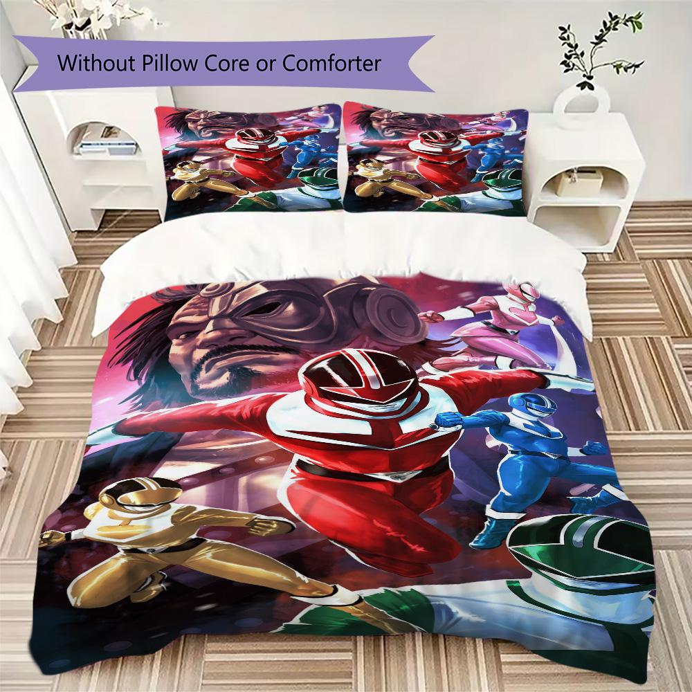 Power Rangers Pattern Bedding,Quilt Set Quilt Cover Pillowcase Home Birthday Gift (1*duvet cover+2*pillowcase,without core)XSJT0917275