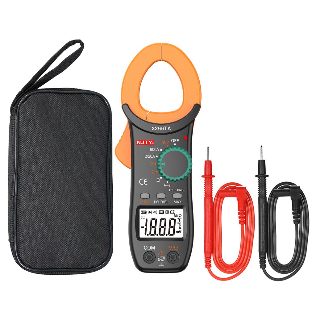 NJTY Digital Clamp Meter 2000 Counts Auto Range Multimeter with NCV Test AC DC Voltage Portable Handheld Multimeter LCD