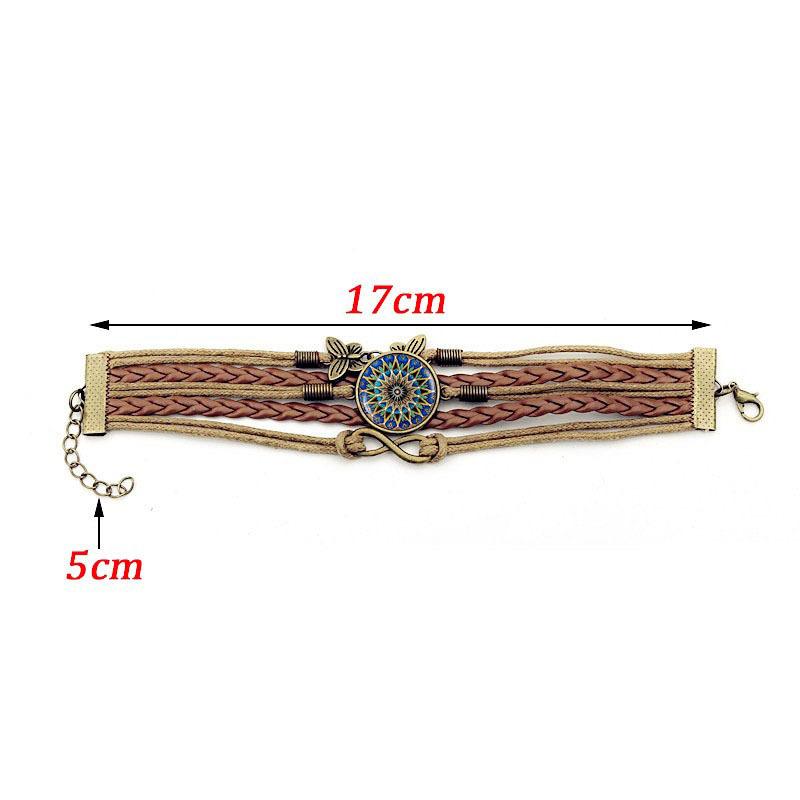 Bohemian Mandala Time Gemstone Braided Bracelet Female Europe And The United States Retro Infinity Symbol Butterfly Hand Jewelry