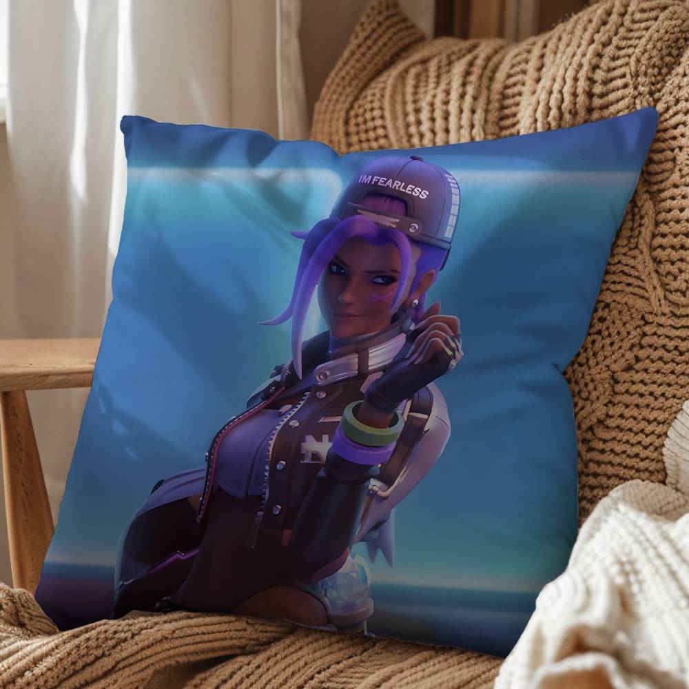 

game Jetpack Cat Sombra Overwatch Pillow Case Office Cushions Suitable For Sofa Car Bedroom Decorative Cushion Cover 45x45 cm