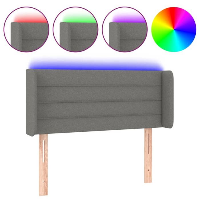 VidaXL Tête de Lit à LED Meuble de Chambre à Coucher Accessoire de Lit Simple Tête de Cadre de Lit Intérieur Gris Foncé 3123351