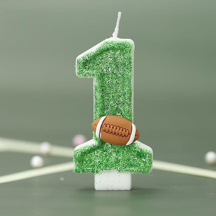 

Зеленые свечи для дня рождения мальчика-регби, свечи с цифрами от 0 до 9, декоративные свечи для торта с зеленым абажуром, спортивные свечи для празднования юбилея