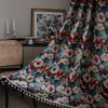 Polyester Cotton American Style Retro Jacquard Tassel Oil Painting Curtain Living Room Semi-shading Drape Kitchen Valance
