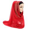 Chal de Gasa con Encaje para Mujer, Hijab Musulmán Bordado Elegante, Pañuelo para la Cabeza de Moda Modesta