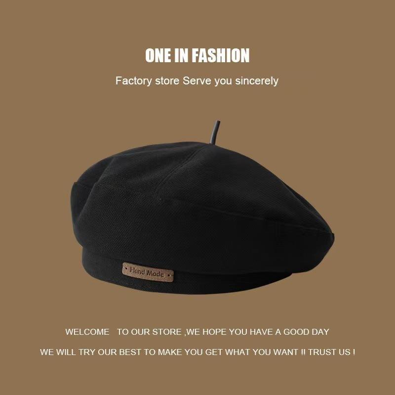 Japanese Retro Woolen Beret Female Face Small Korean Versatile Cartoon Bear Fashionable Temperament Painter Hat