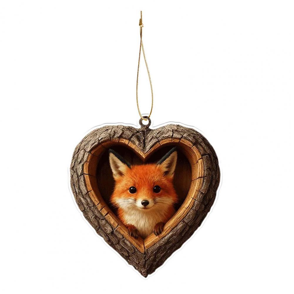 Christmas Ornaments 2D Acrylic Fox Eagle Birds Ornament Woodland Hanging Pendant for Xmas Tree Home Party Decor