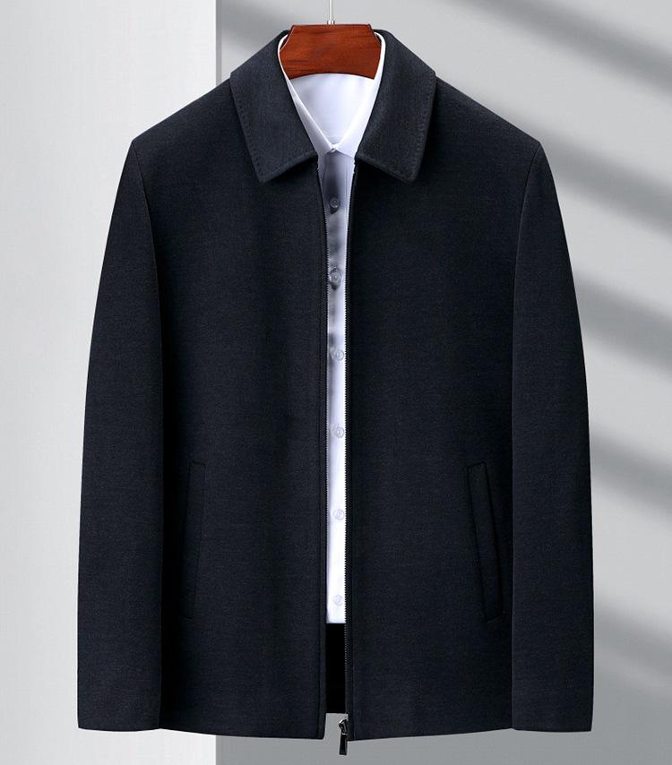Men's Middle-Aged Autumn/Winter Thick Wool Business Casual Jacket - Plus Size Dad's Outerwear