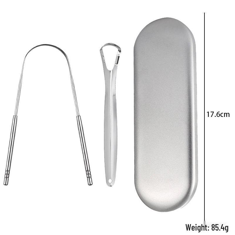 Stainless Steel Dental Tool Set: U-Shaped Tongue Scraper, Oral Mirror, and Tartar Remover