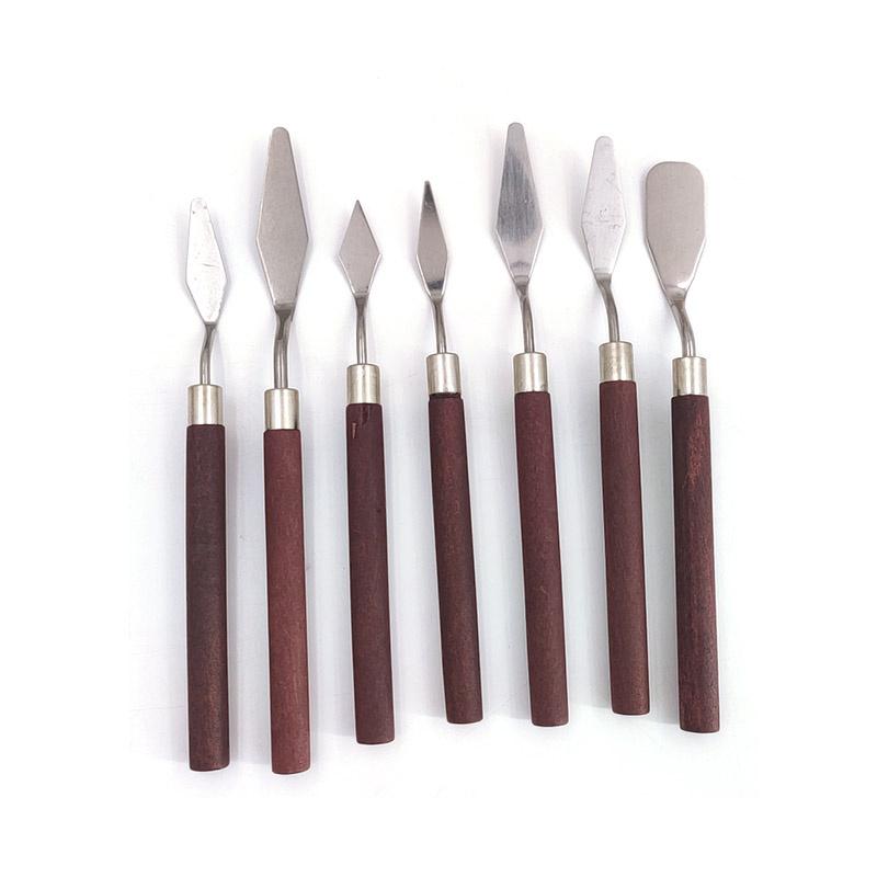 7PiecesCake Palette Knife Art Small Clay Tools Baking Mini Oil Spatula for Decoration DIY/Decoration Design PlasticWooden Handle